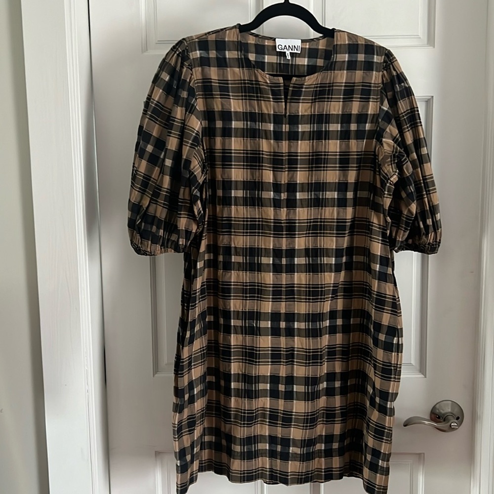 Ganni plaid dress